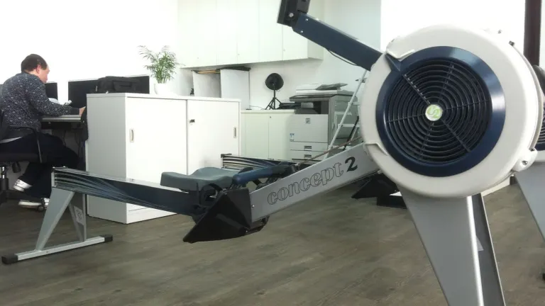 A Concept2 indoor rowing machine in an office