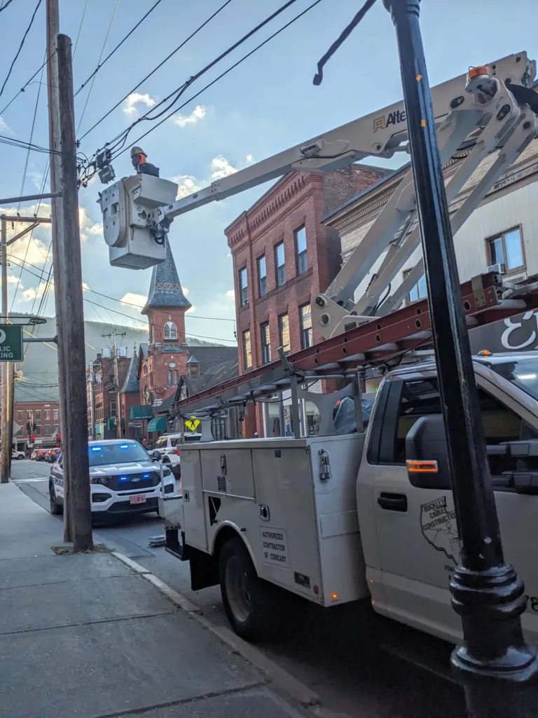 Utility work on Elliot Street in downtown Brattleboro, Vermont