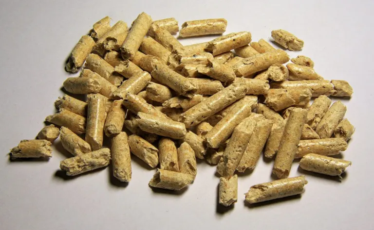 A pile of wood pellets used as heating fuel